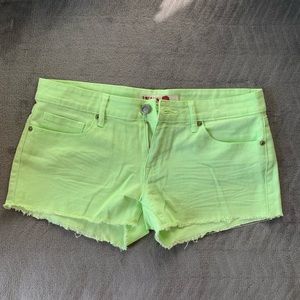 Neon Green Cutoff Shorts